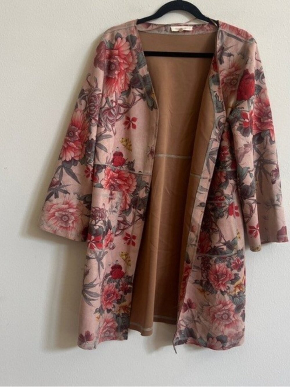 Solitaire | Mauve Floral Large Print Open Front Jacket